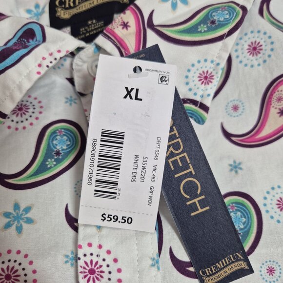 CREMIEUX PREMIUM DENIM Men's Size XL Shirt Stretch White Paisley Multi  (55) - Picture 13 of 13